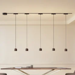 Sistema de riel 48 V Lumaro, pendular, cilindro, 5 luces, negro