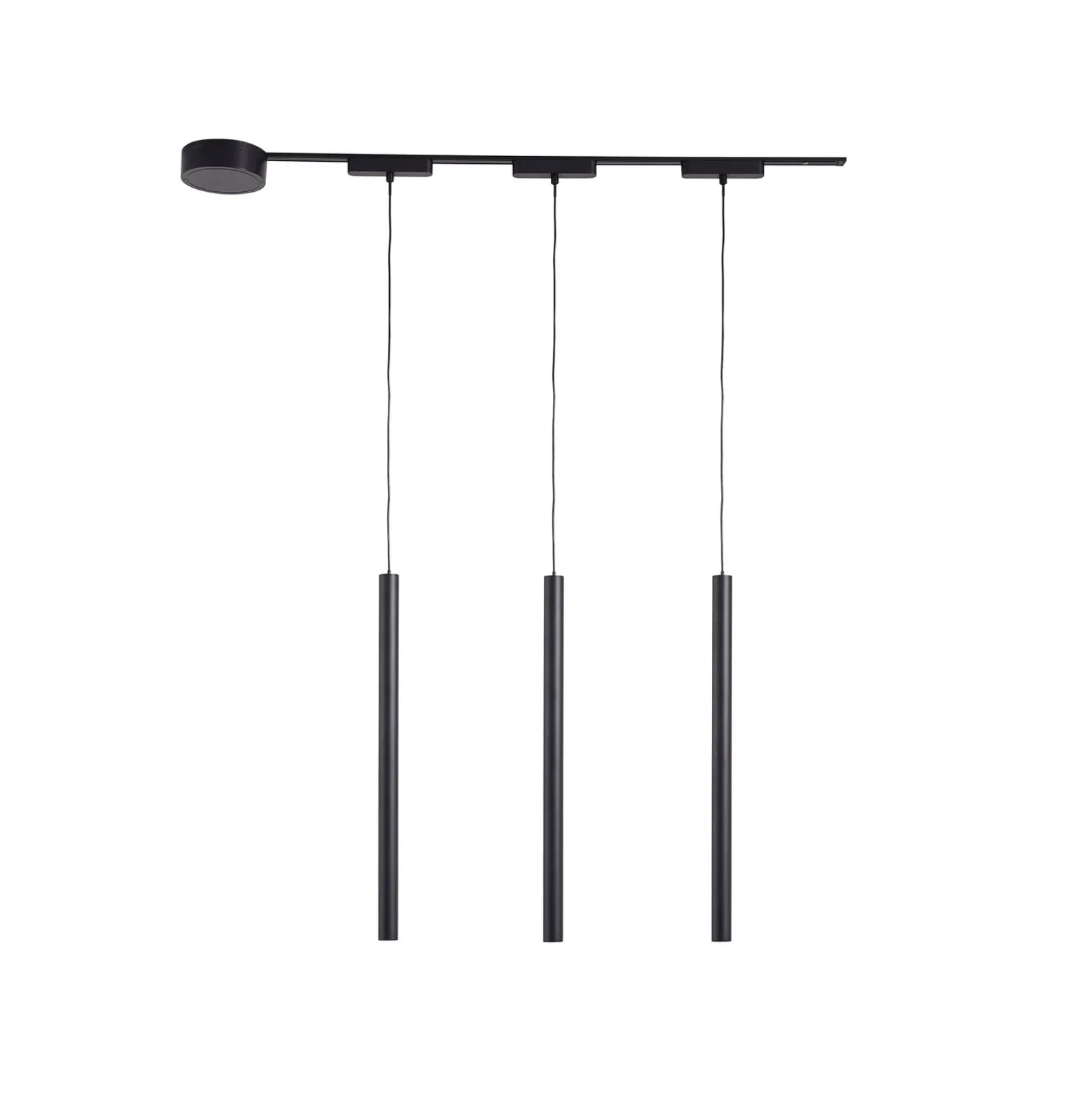 Sistema de riel 48 V Lumaro, pendular, bombilla tubular, 3 luces, negro