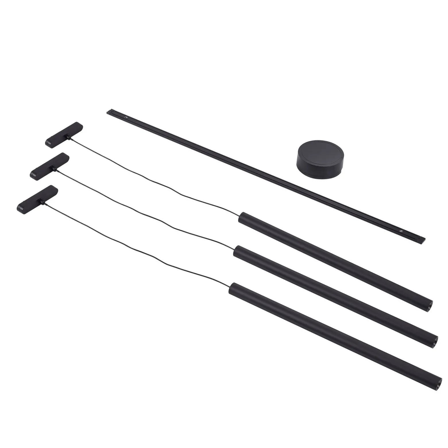Sistema de riel 48 V Lumaro, pendular, bombilla tubular, 3 luces, negro