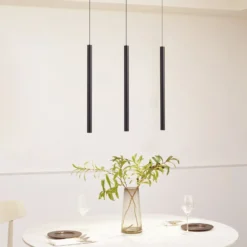 Sistema de riel 48 V Lumaro, pendular, bombilla tubular, 3 luces, negro