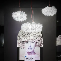 Slamp lámpara colgante Clizia Mama Non Mama, Ø78cm, blanco/rojo
