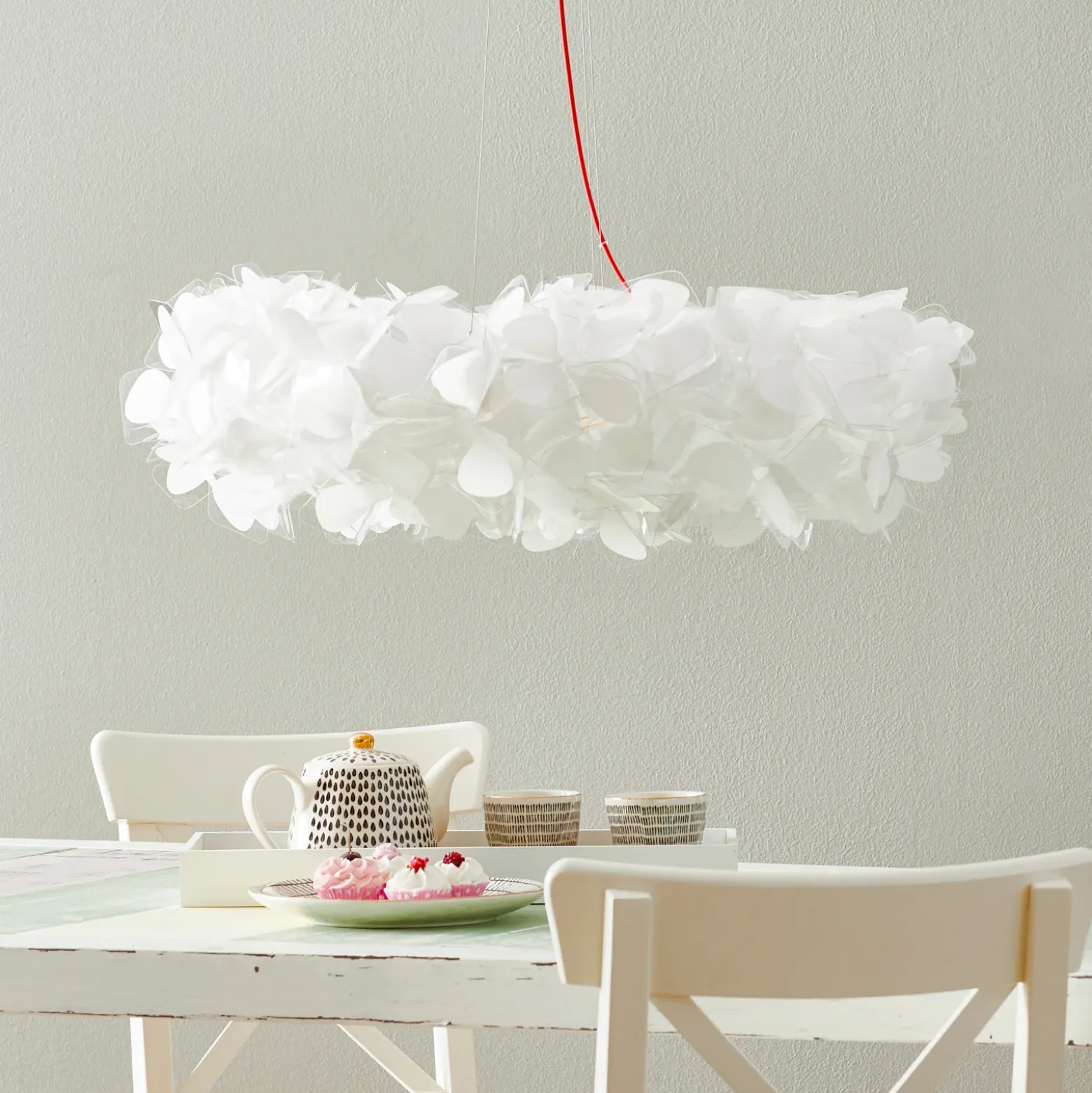 Slamp lámpara colgante Clizia Mama Non Mama, Ø78cm, blanco/rojo
