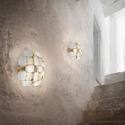 Slamp Mida aplique, 32x32 cm, dorado/blanco
