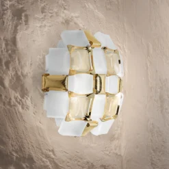 Slamp Mida aplique, 32x32 cm, dorado/blanco