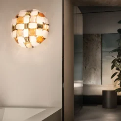 Slamp Mida aplique, 32x32 cm, ámbar/blanco