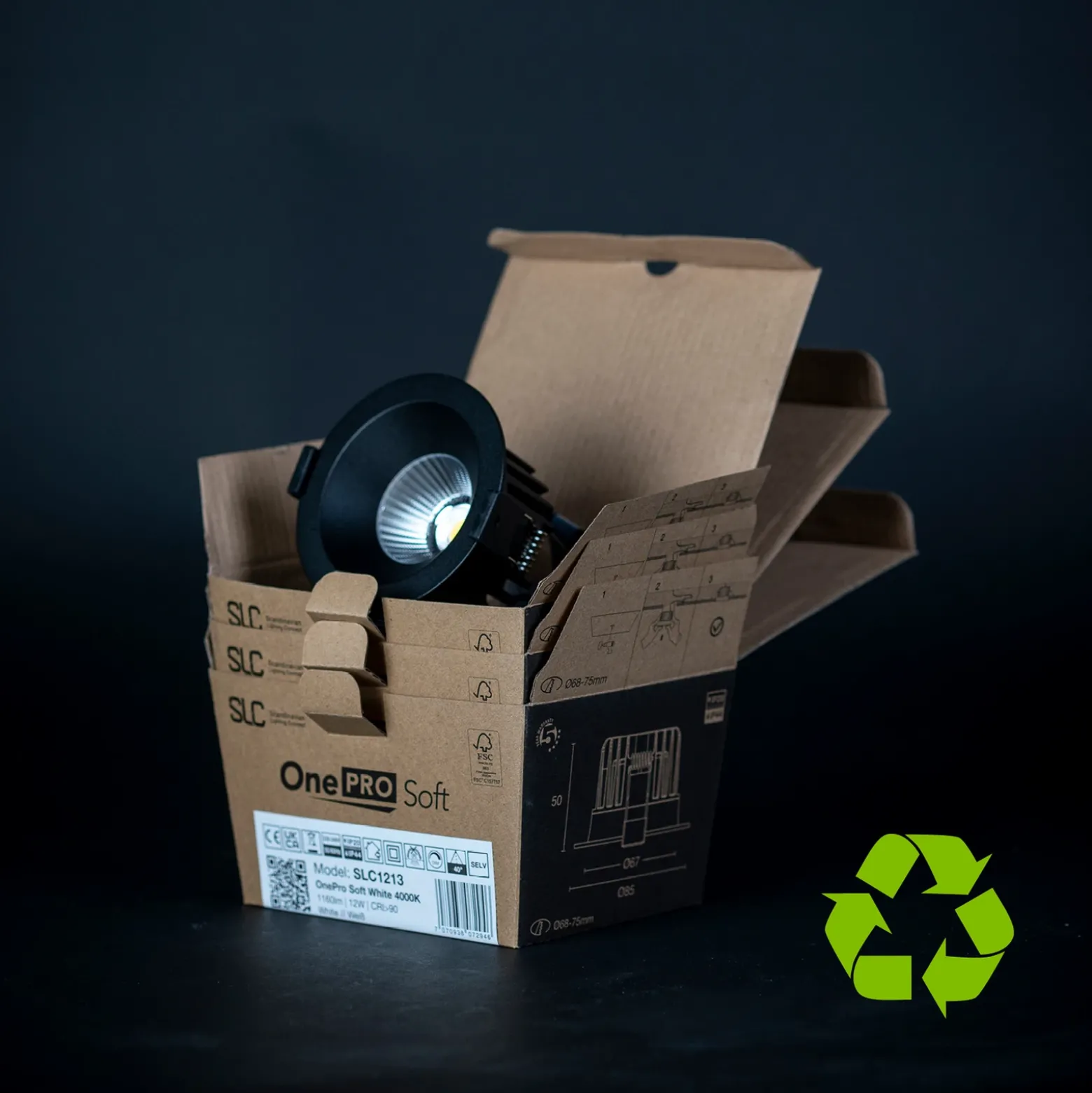 SLC Downlight LED empotrable OnePro Soft, blanco, 3.000 K, aluminio