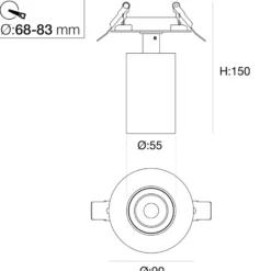 SLC Foco empotrable LED ART, 1 luz, negro, 2.700 K, aluminio