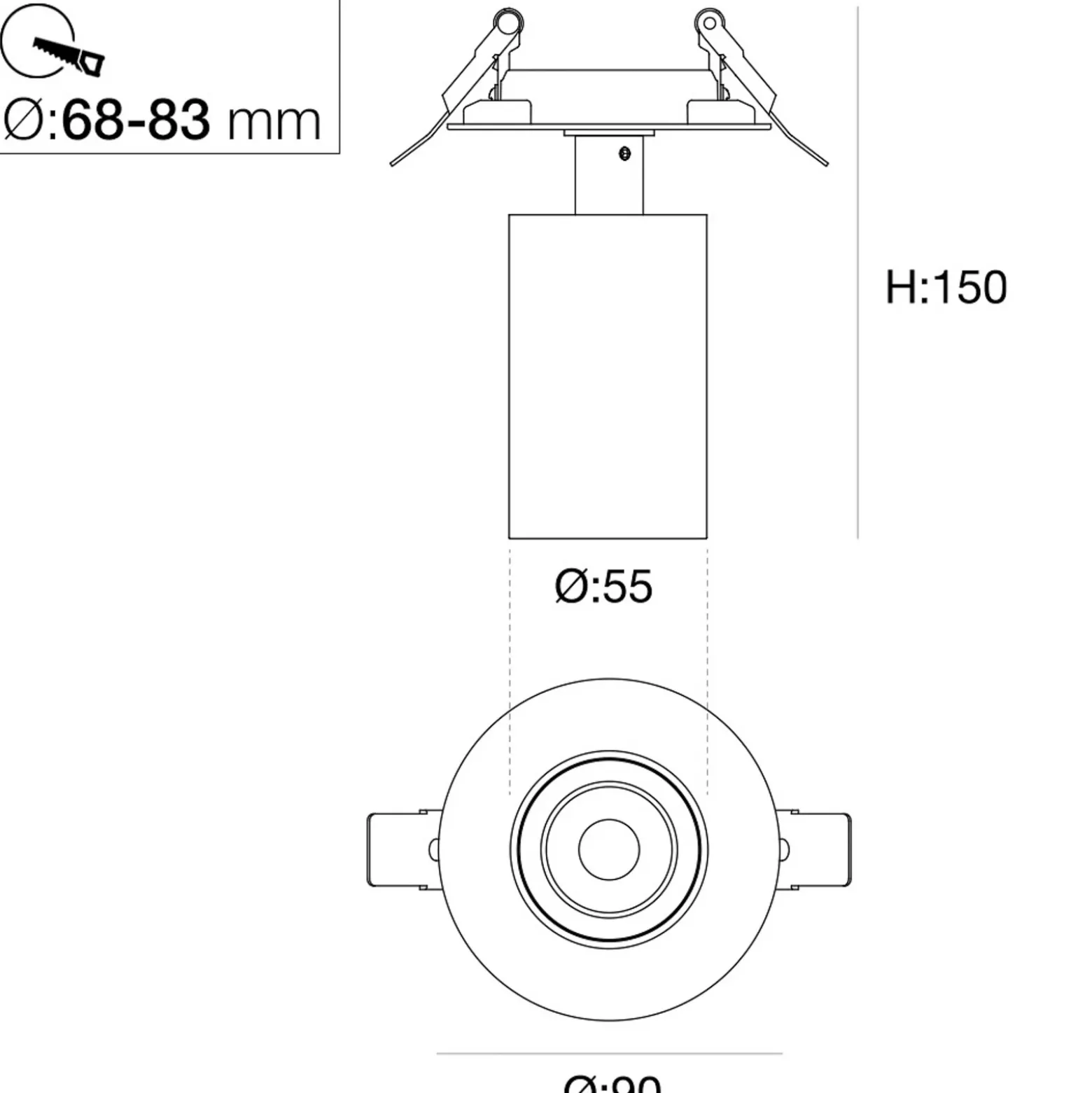 SLC Foco empotrable LED ART, 1 luz, blanco, 3.000 K, aluminio