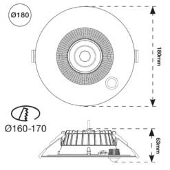SLC Shift downlight LED Ø 18cm blanco con sensor