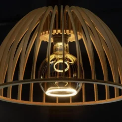 SLV Lámpara colgante Wud, madera clara, Ø 38 cm, madera