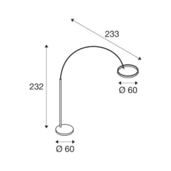 SLV Lámpara de pie LED One Bow FL, negro/latón, acero