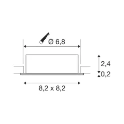 SLV Lámpara de techo empotrable New Tria, negra, aluminio, longitud 8,2 cm