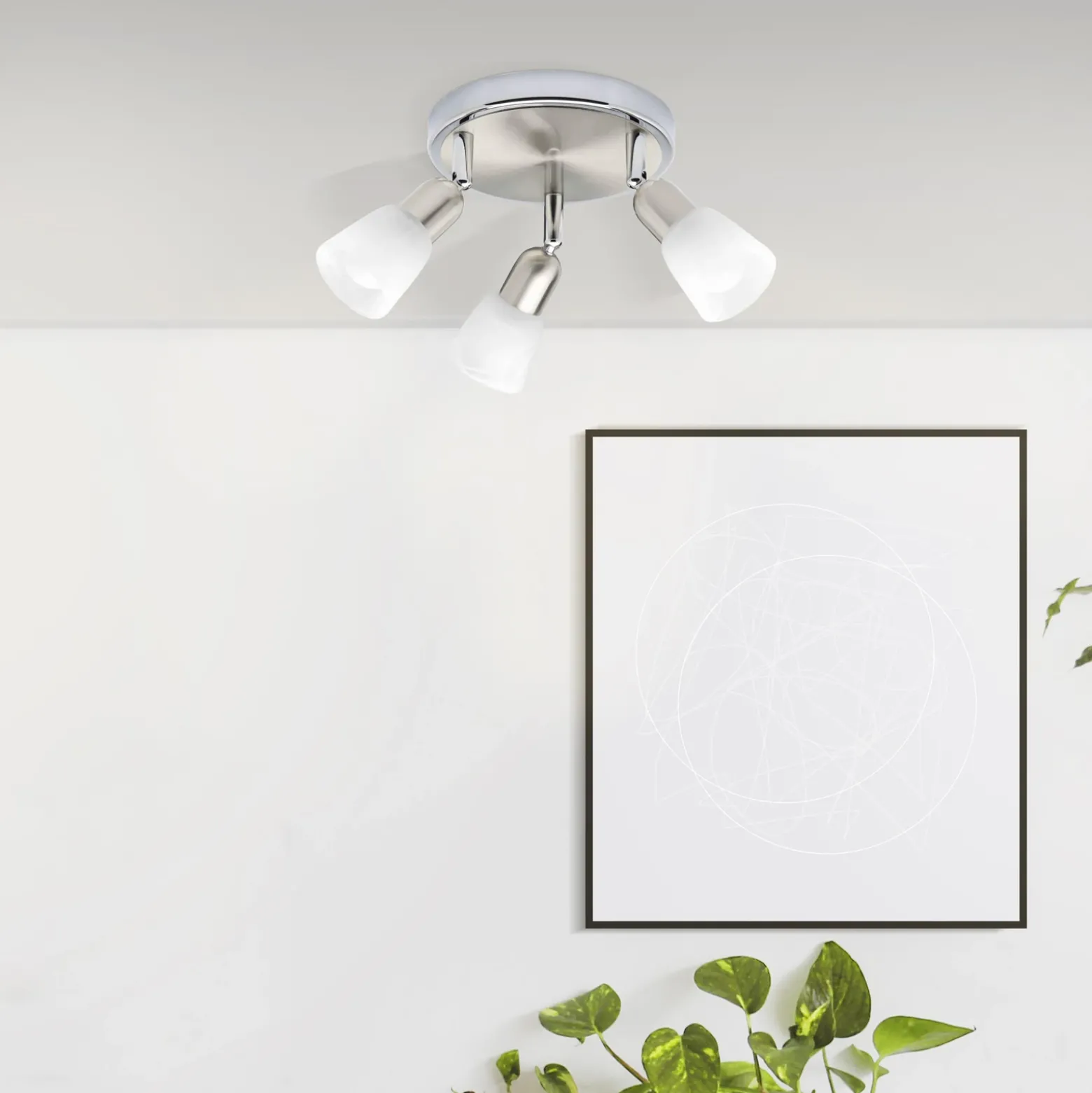 Sofia downlight de techo, hierro/cromo/blanco, Ø 20 cm, 3 luces.