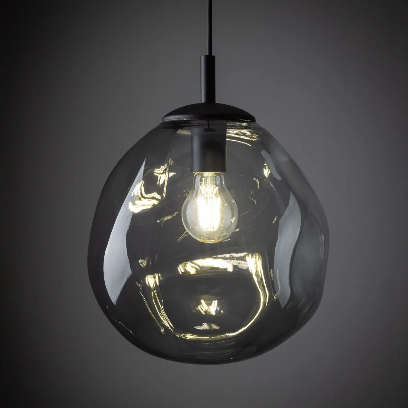 Sol Mini lámpara colgante, cristal, Ø 25 cm, negro/gris grafito