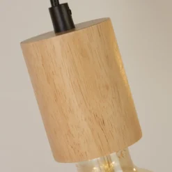 Spinny lámpara colgante lineal, 115 cm, 5 luces, madera de caucho, E27