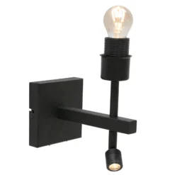 Stang aplique de pared, brazo de lectura LED, mimbre negro/natural