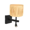 Stang aplique de pared, brazo de lectura LED, mimbre natural