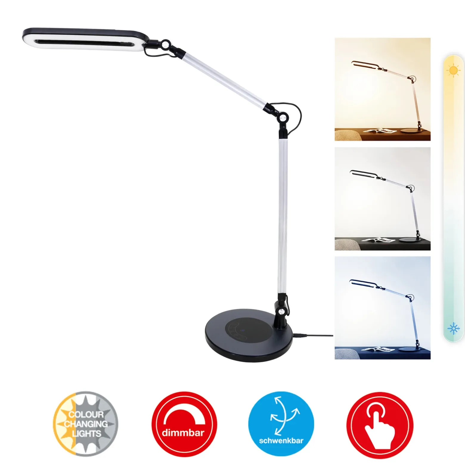 Swan lámpara de mesa LED, CCT, atenuable
