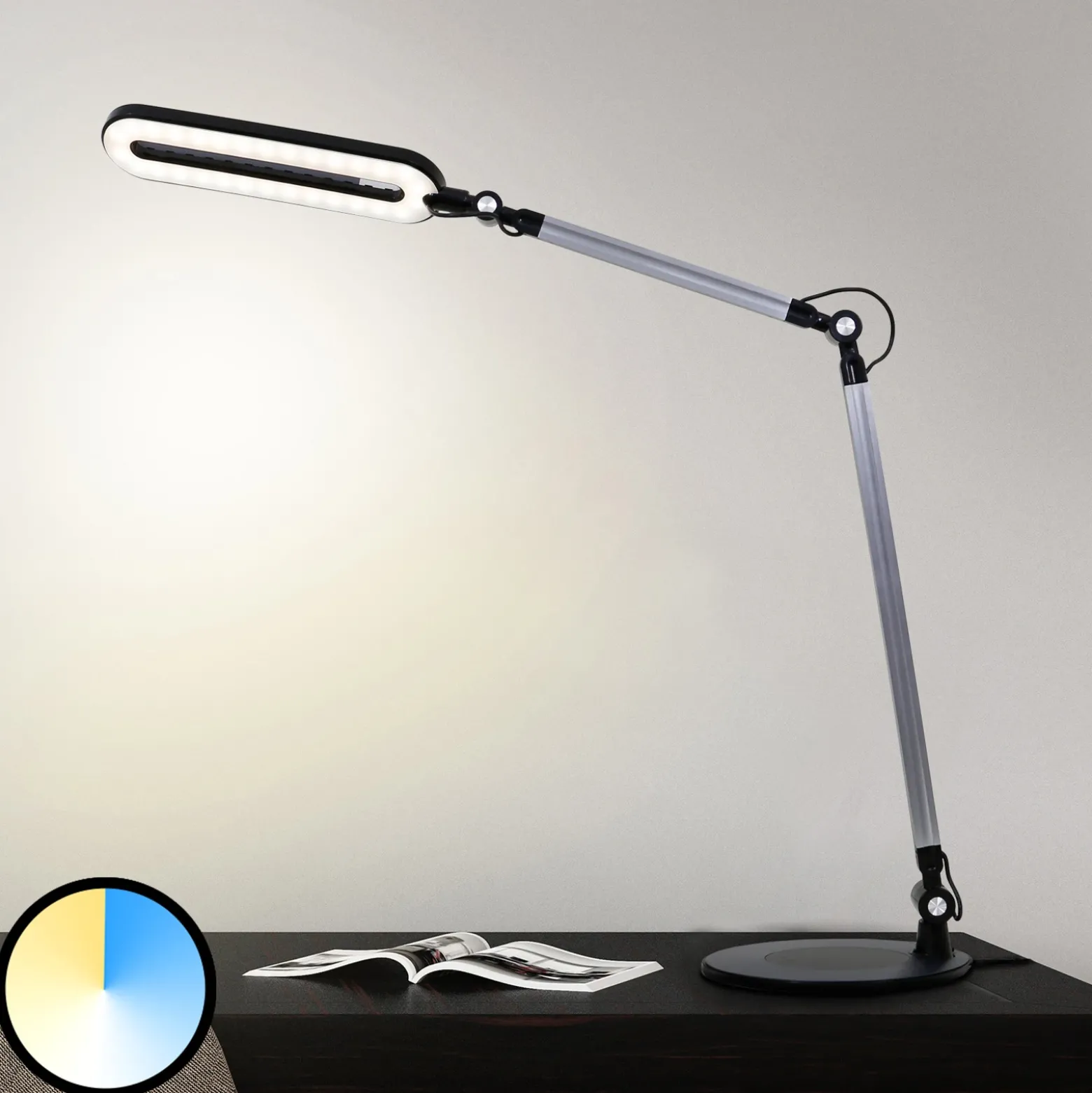 Swan lámpara de mesa LED, CCT, atenuable