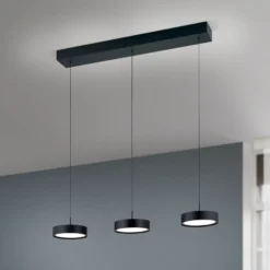 Teide Lámpara colgante LED, negra, metal, regulable en altura