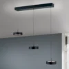 Teide Lámpara colgante LED, negra, metal, regulable en altura
