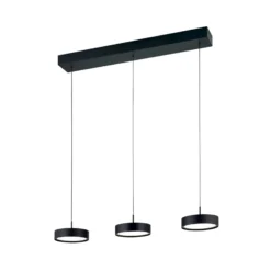 Teide Lámpara colgante LED, negra, metal, regulable en altura