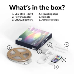 Tira LED Calex Vista, longitud 30 m, RGB, control remoto CCT