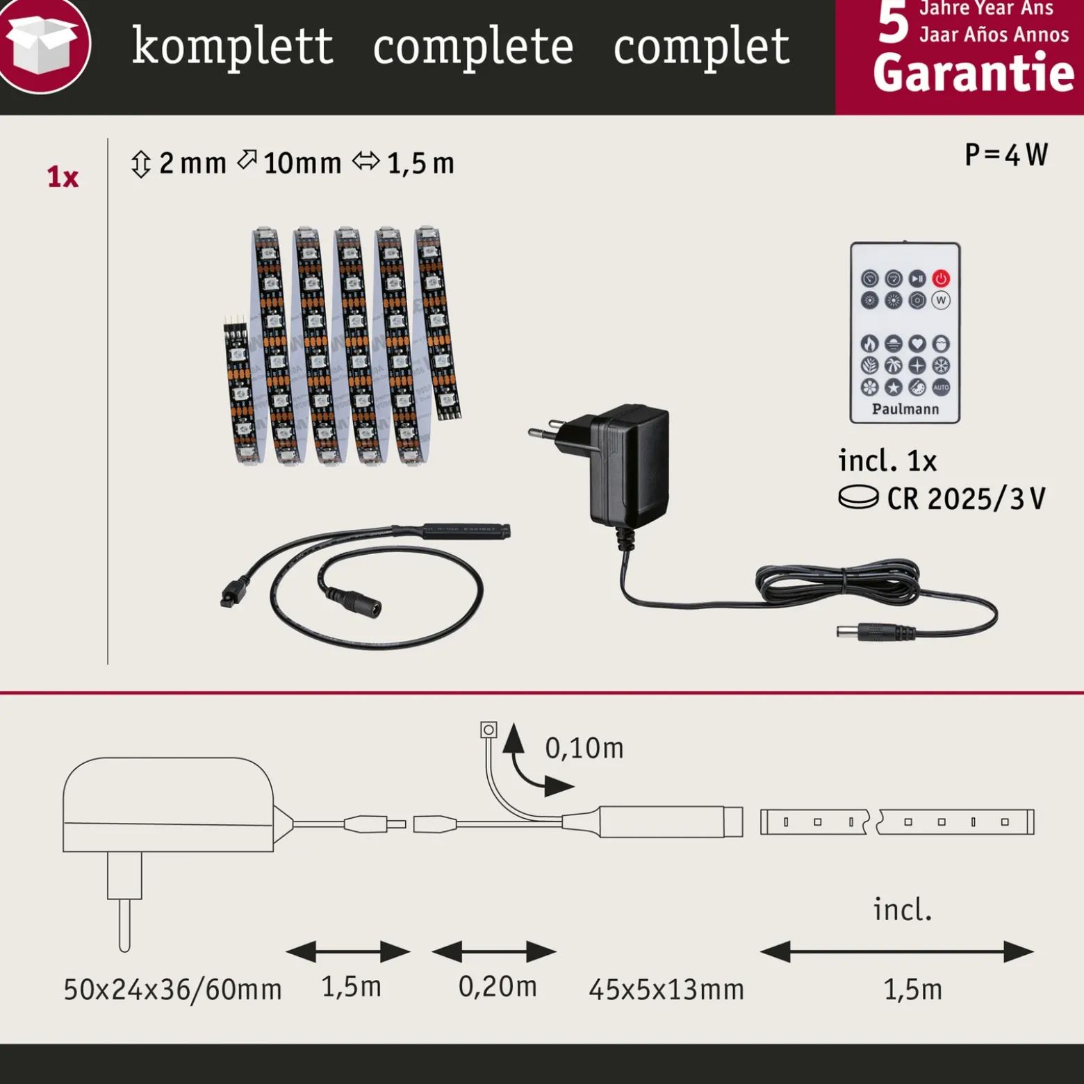 Tira LED EntertainLED de Paulmann, RGB, Set, 1,5m