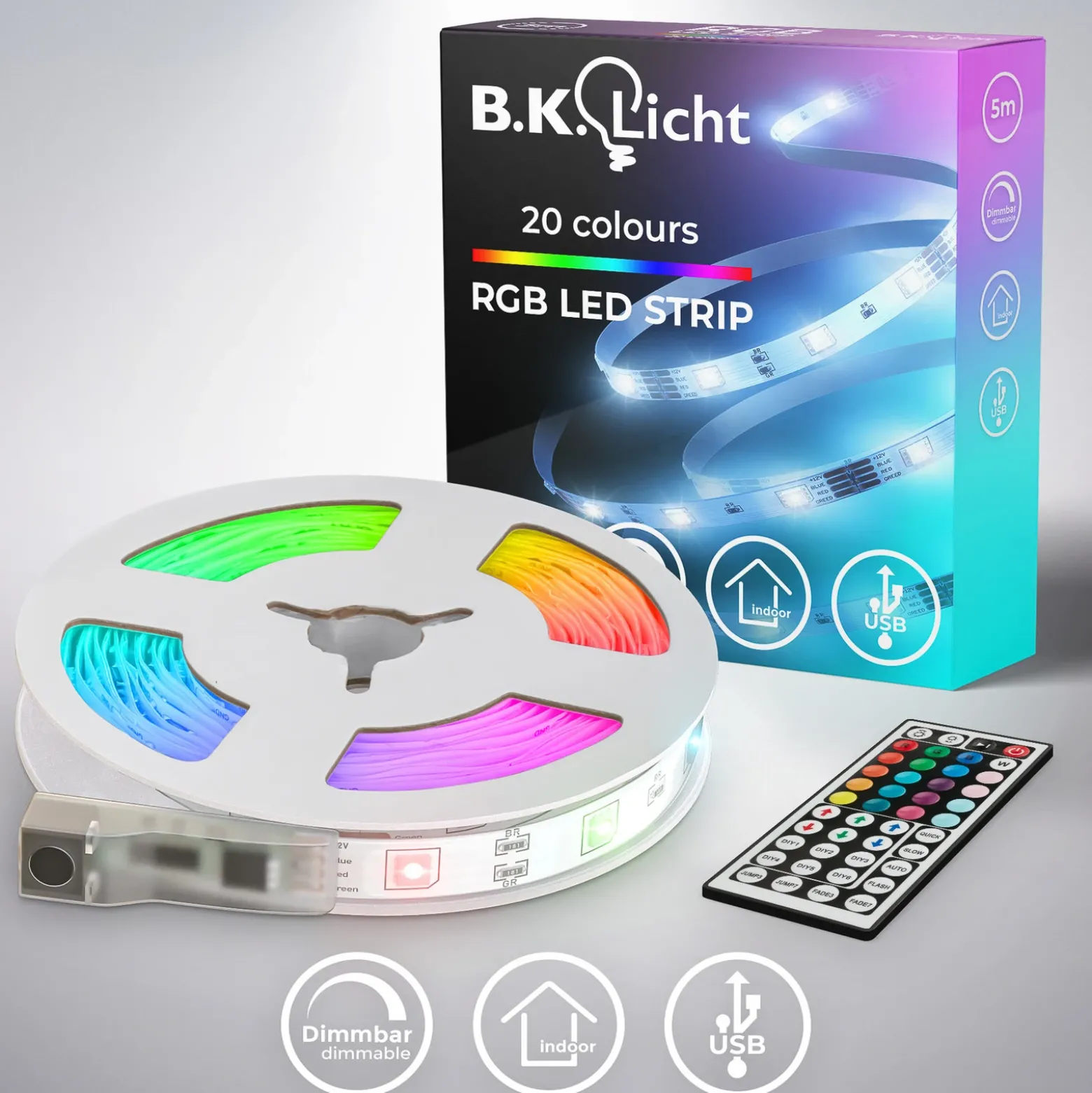 Tira LED Fly USB, longitud 5 m, RGBW, control remoto