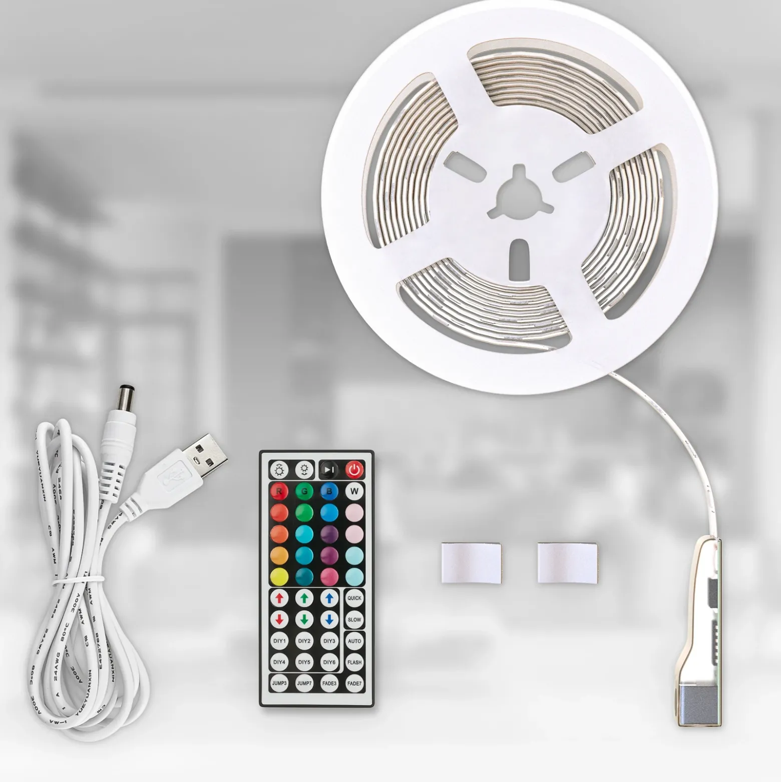Tira LED Fly USB, longitud 5 m, RGBW, control remoto