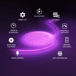 Tira LED inteligente Calex, longitud 20 m, RGB, control remoto CCT