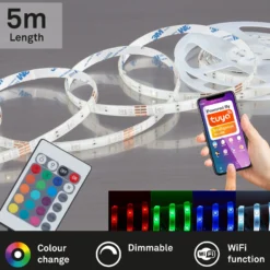 Tira LED RGB WiFi, 500cm, con control remoto