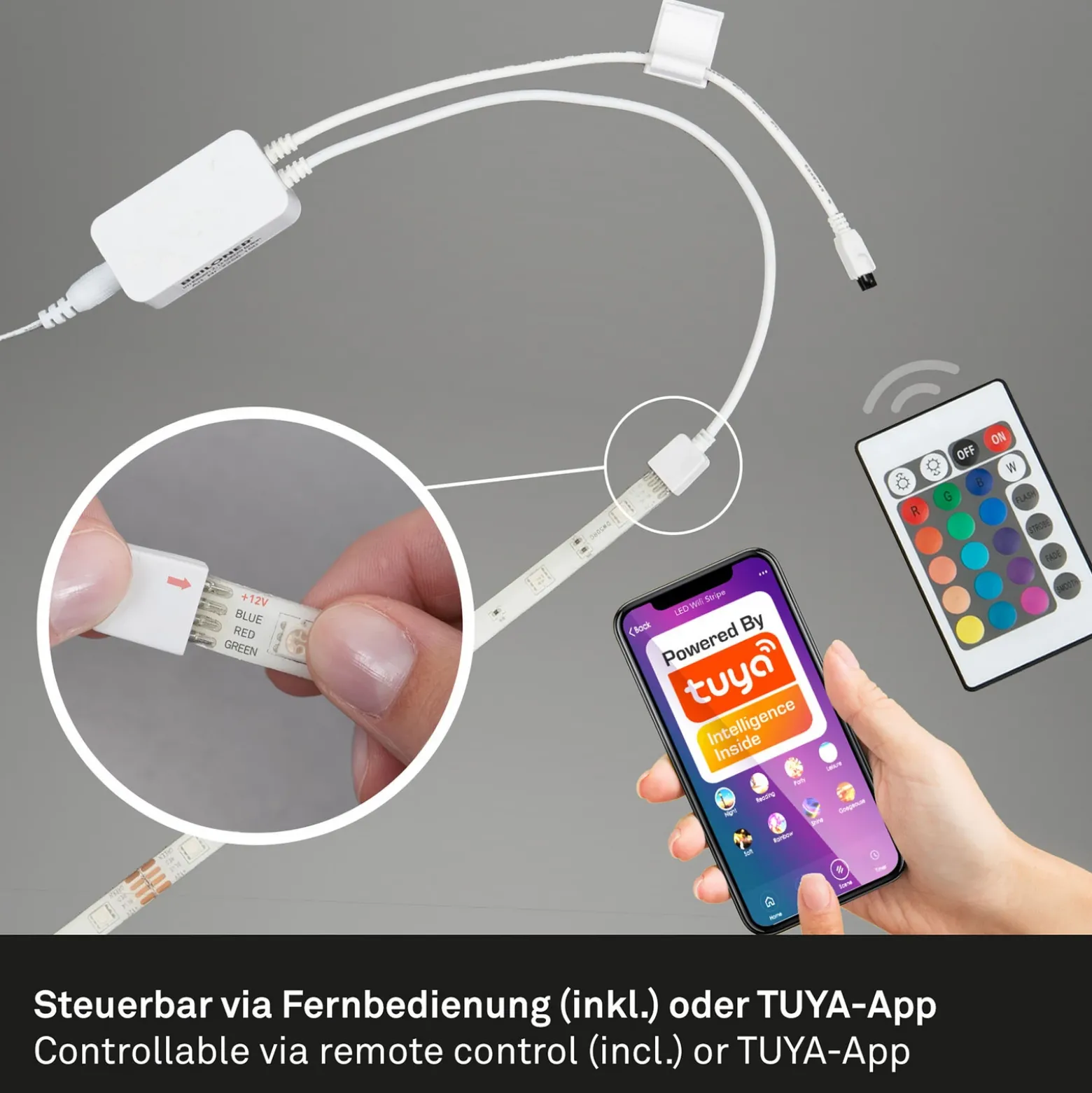 Tira LED RGB WiFi, 500cm, con control remoto