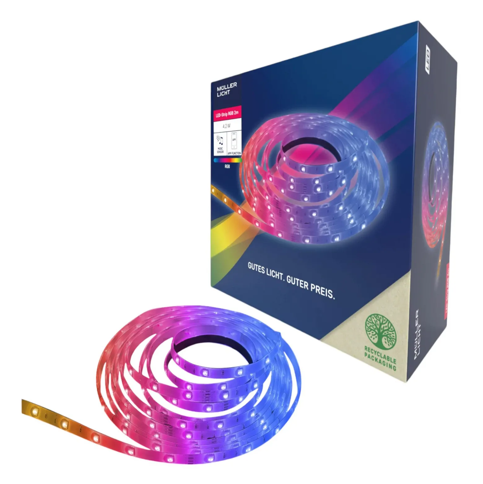 Tira LED Smart RGB, longitud 2 m, sensor de música, USB, Tuya