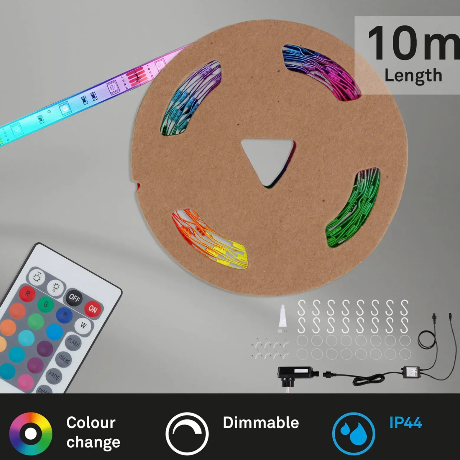Tira LED Superline, control remoto, 10m, RGB, IP44