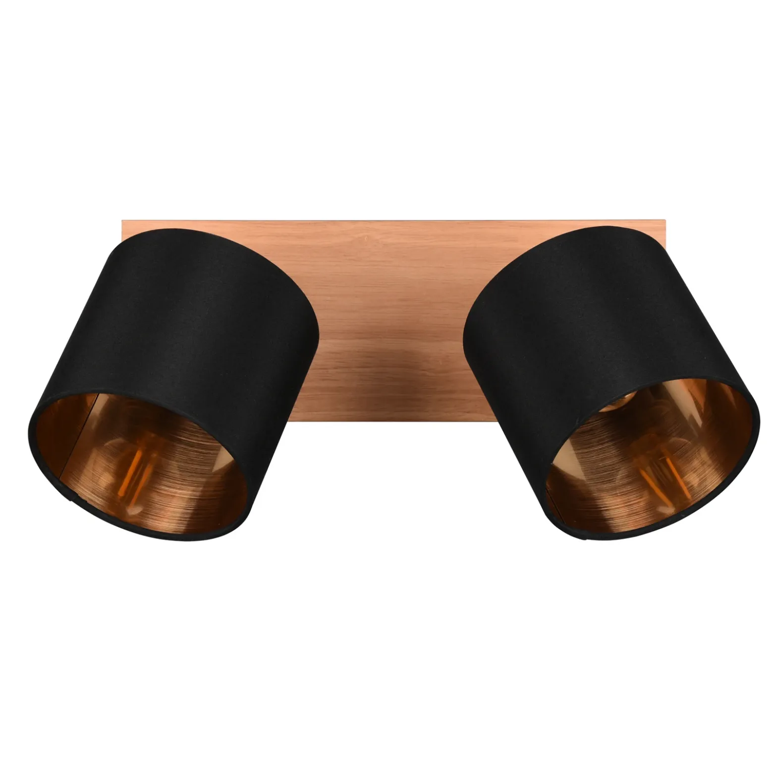 Tommy downlight de techo, madera/negro/oro, longitud 30 cm, 2 luces.