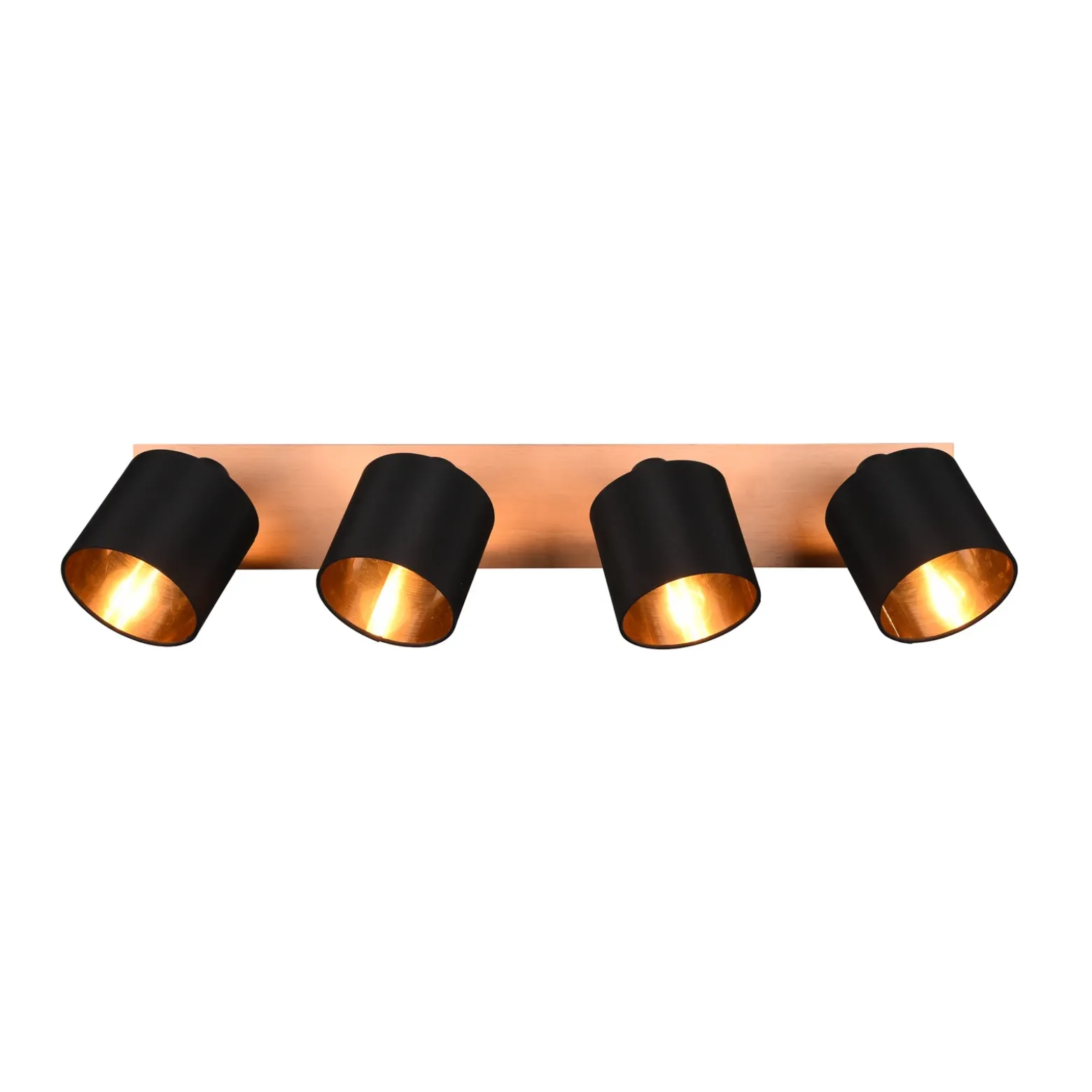 Tommy downlight de techo, madera/negro/oro, longitud 72 cm, 4 luces.