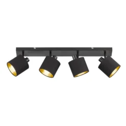 Tommy downlight de techo, negro/oro, longitud 70 cm, 4 luces.