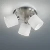 Tommy downlight de techo, níquel/blanco, Ø 25 cm, 3 luces de tela