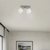 Tommy downlight de techo, níquel/blanco, longitud 28 cm, 2 luces de tela