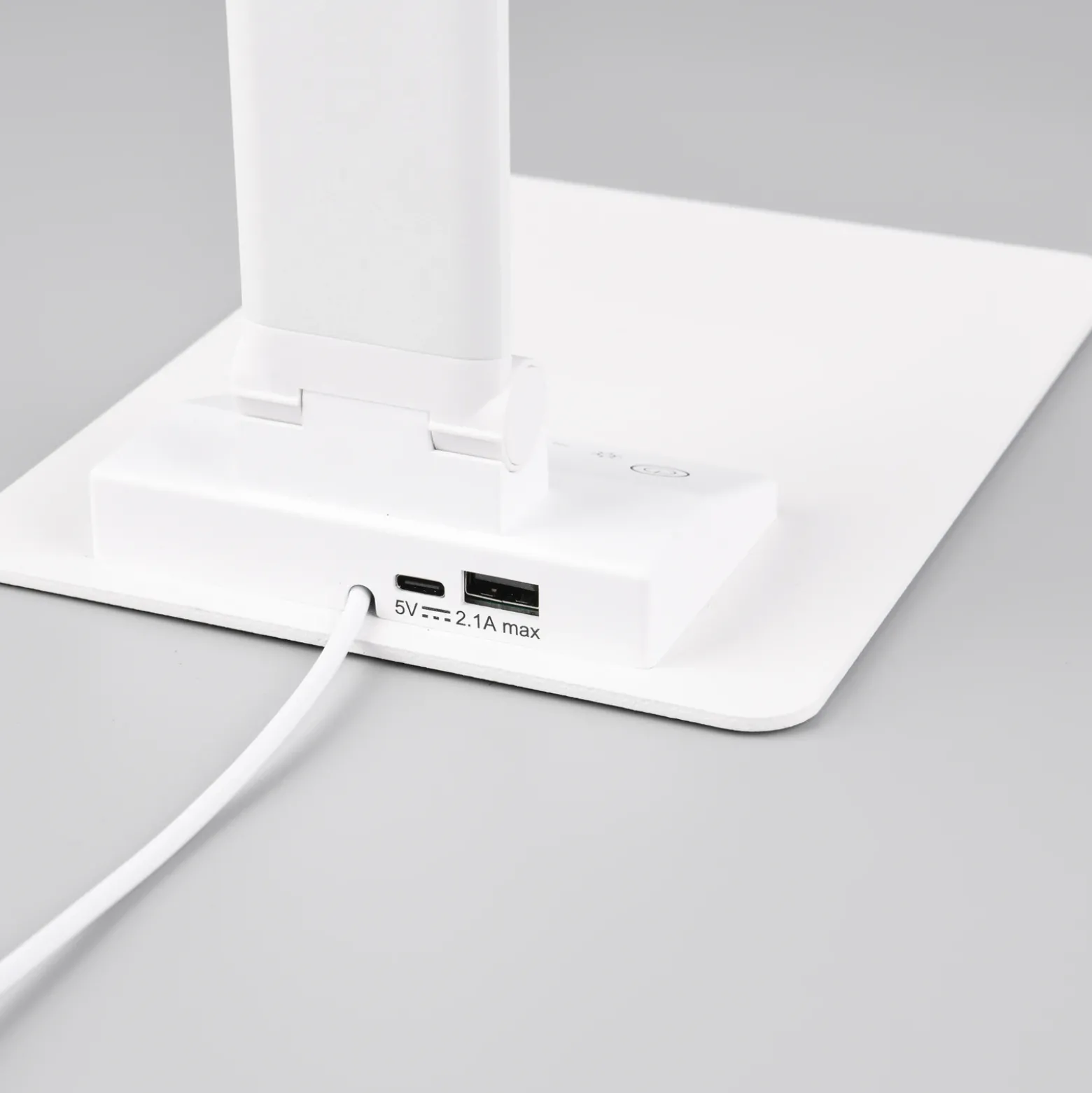 Travis Lámpara de mesa LED, blanca, CCT, atenuable, táctil, USB