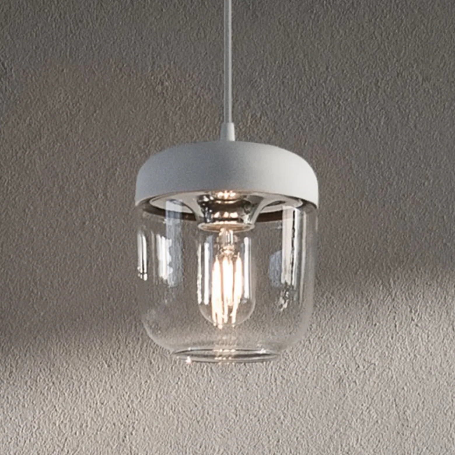 UMAGE Acorn lámpara colgante blanco/acero, 1 luz