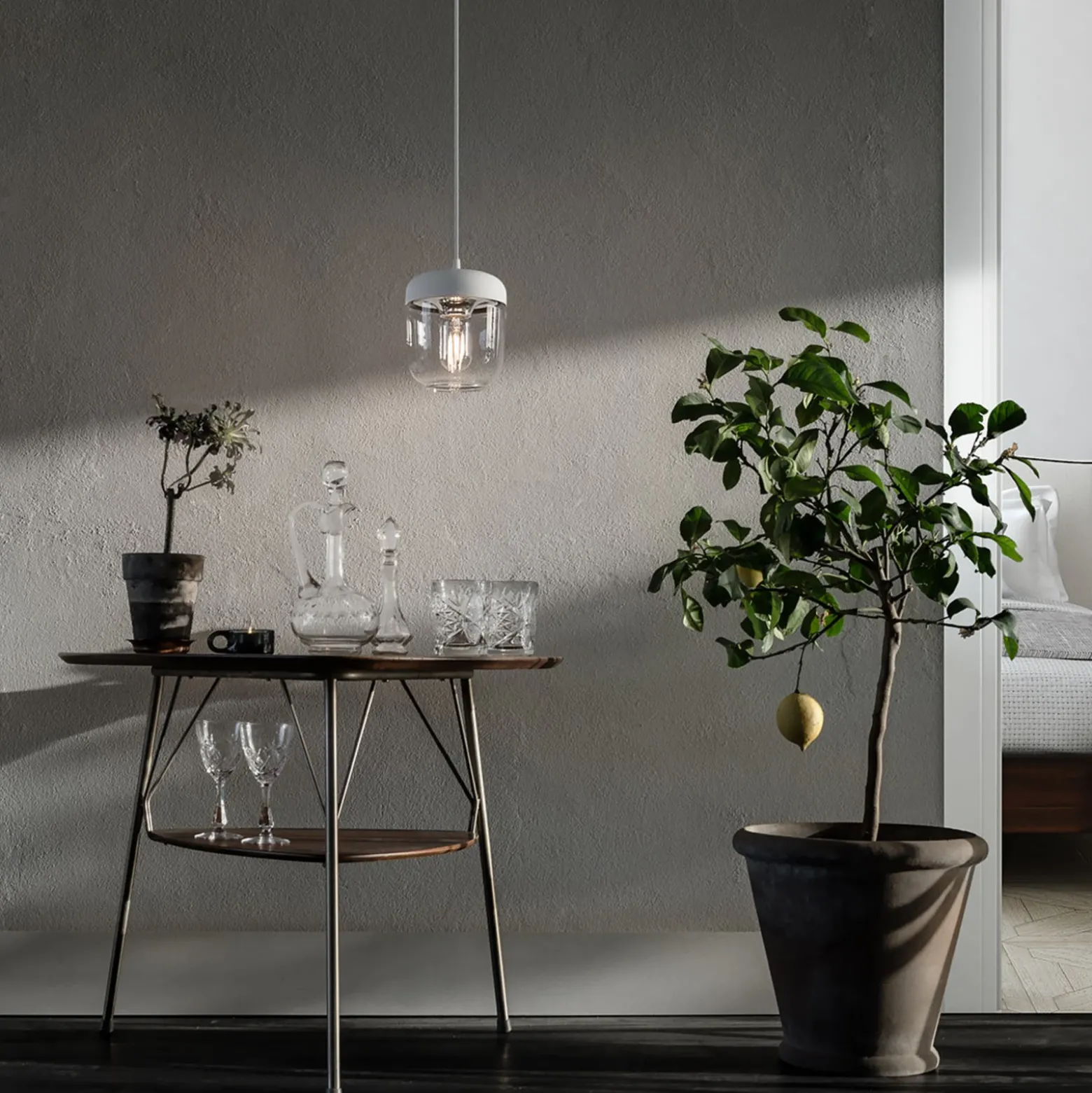 UMAGE Acorn lámpara colgante blanco/acero, 1 luz