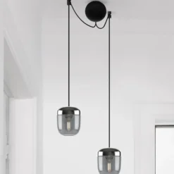 UMAGE Acorn lámpara colgante 2 luz gris humo acero