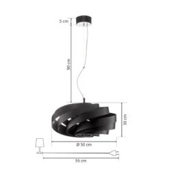 Vento lámpara colgante, negro, Ø 50 cm, metal, E27