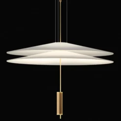 Vibia Flamingo - Lámpara colgante LED con 2 pantallas, dorada