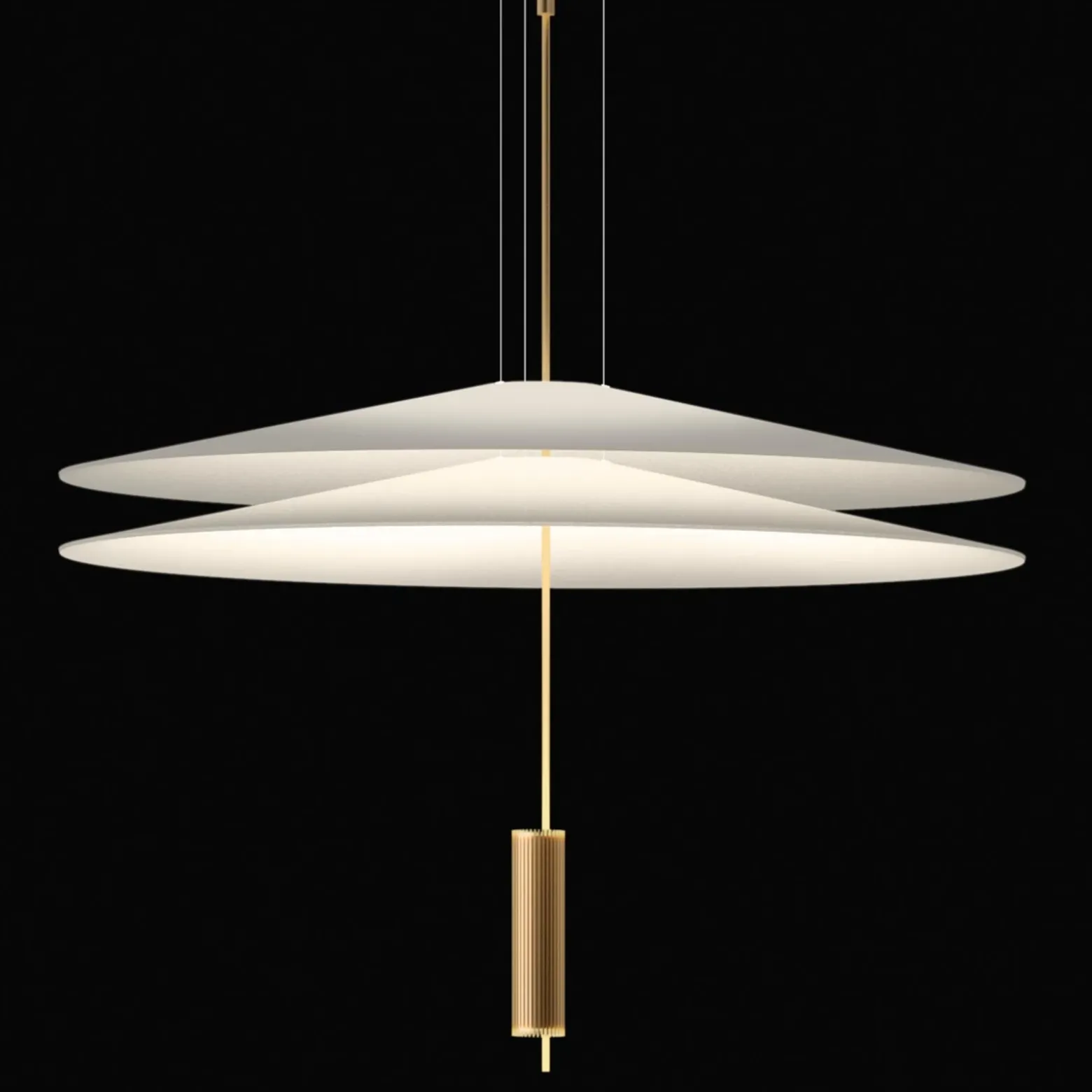 Vibia Flamingo - Lámpara colgante LED con 2 pantallas, dorada