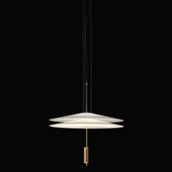 Vibia Flamingo - Lámpara colgante LED con 2 pantallas, dorada