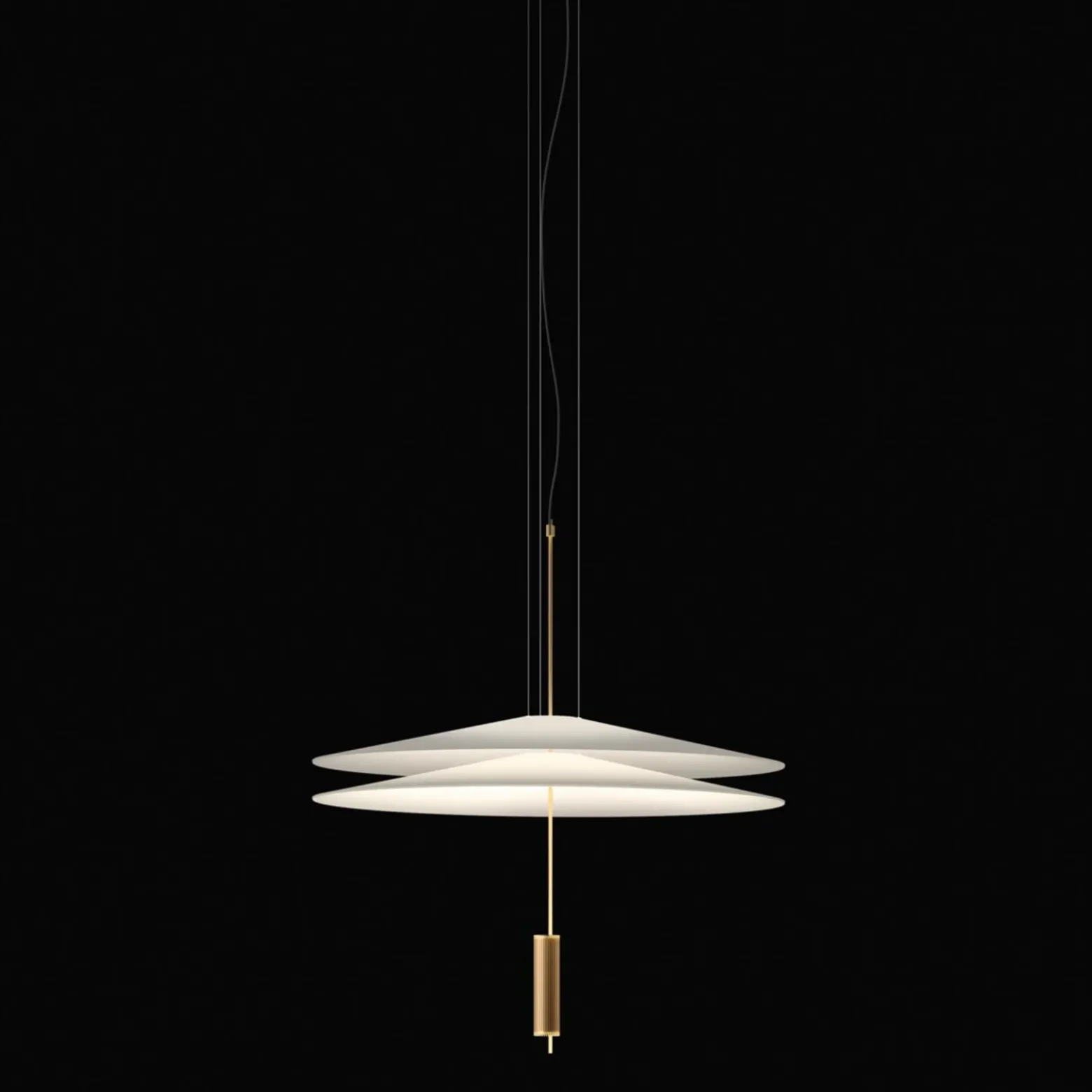 Vibia Flamingo - Lámpara colgante LED con 2 pantallas, dorada