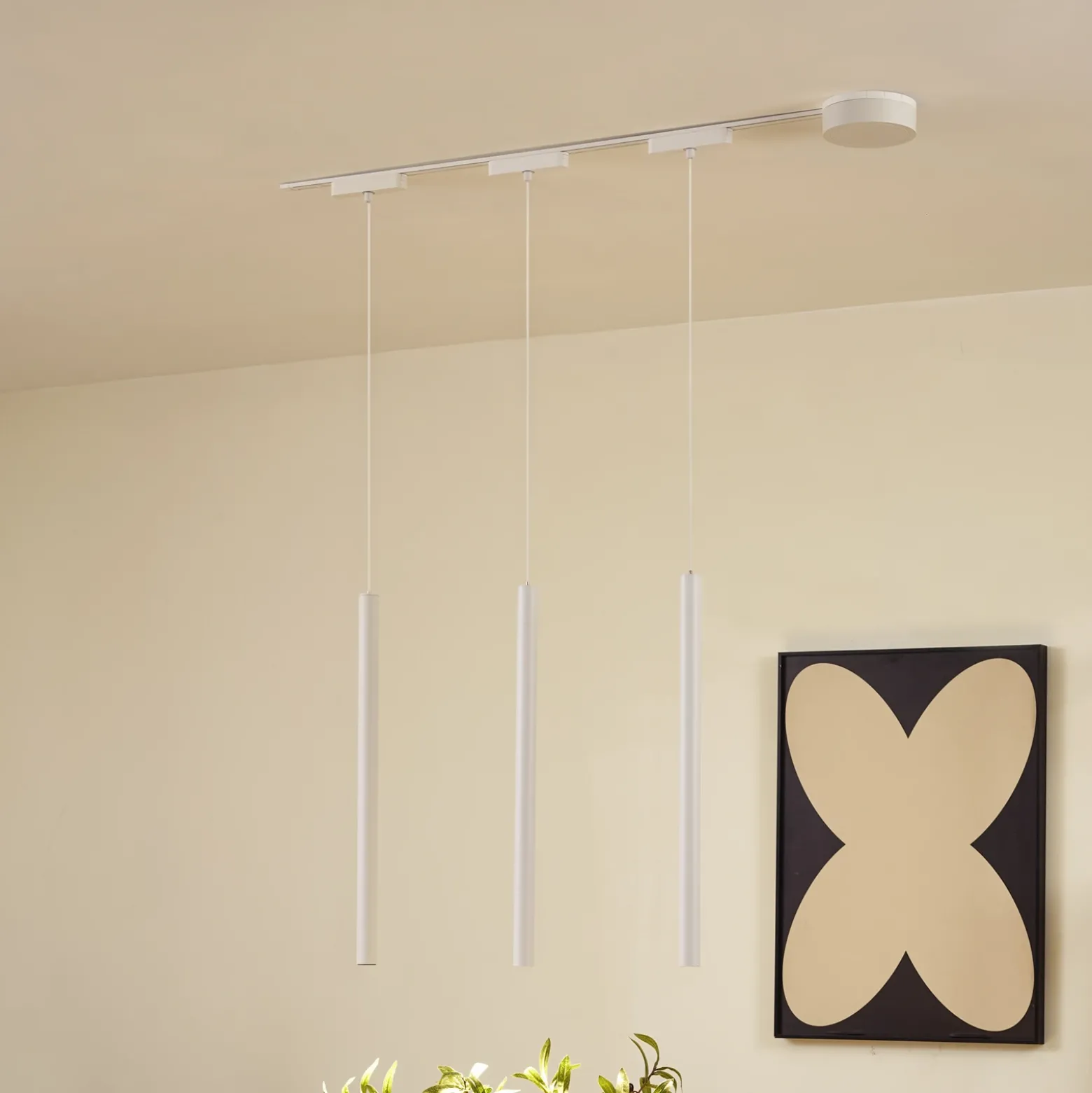 48V Lumaro sistema de riel, colgante, bombilla tubular, 3 luces, blanco, CCT